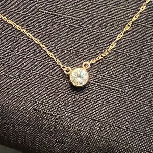 *Just sold* 14k Gold Serenity Bezel Set Round Moissanite Necklace. 1.20 carat